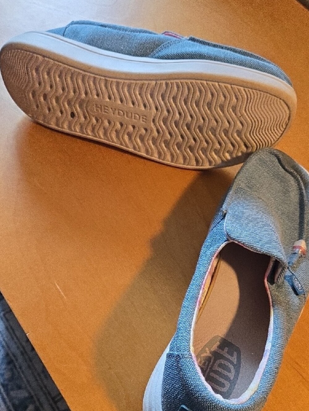 Hey Dude Womens Blue Canvas Slip-On Sneakers with White Sole - Picture 3 of 4